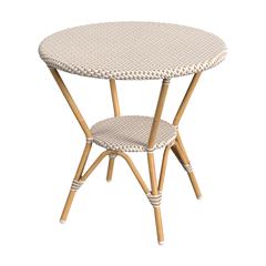 Tobias 30 in. W Outdoor Round Rattan and Metal Bistro Table, Beige and White