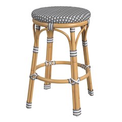 24 in. Seat Height Outdoor Rattan and Metal Backless Counter Stool
