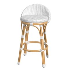 24 in. Seat Height Outdoor Rattan and Metal Low Back Counter Stool