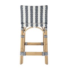 Rattan Low Back Counter Stool, Transitional Bar Stool for Dining Rooms
