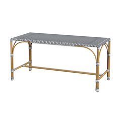 Tobias 40 in. W Outdoor Rectangular Rattan Dining Bench, Gray and White Dot