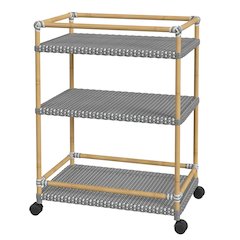 Tobias 24 in. W Outdoor Rattan and Metal 3 Tier Bar Cart, Gray
