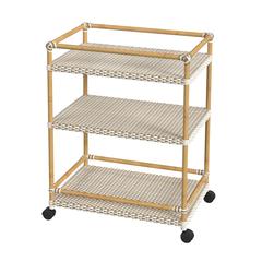 Tobias 24 in. W Outdoor Rattan and Metal 3- Tier Rattan Bar Cart