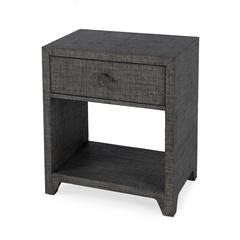Bar Harbor Raffia 1 Drawer Nightstand, Charcoal