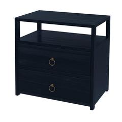 Lark 2 Drawer Wide Nightstand, Navy Blue