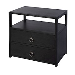 Lark 28 in. W Rectangular Wood 2 Drawer Nightstand, Black