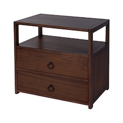 Lark 28 in. W Rectangular Wood 2 Drawer Nightstand, Medium Brown