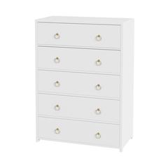 Lark 5 Drawer Dresser, White