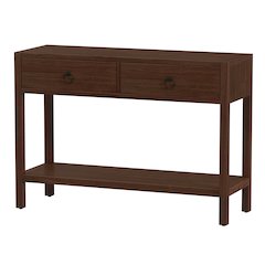 Lark 44 in. W  Rectangular Wood 2 Drawer Console Table, Medium Brown