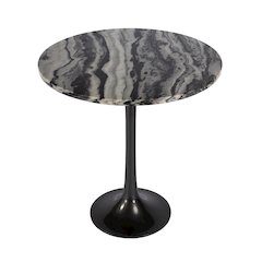 Paxton Round Marble Side Table, Black and White