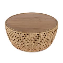 Captiva Round Rattan Drum Coffee Table, Natural