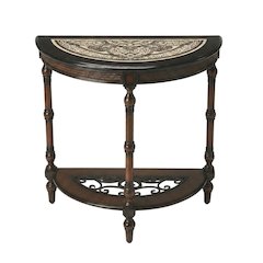 Demilune Console Table with Distressed Finish, Traditional Entryway Accent