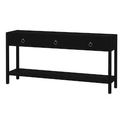 Lark 65 in. W Rectangular Wood 3 Drawer Console Table, Black