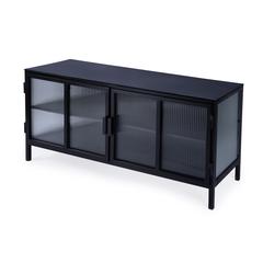 Hoxton Ribbed Glass 2- Door TV Stand, Black