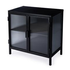 Hoxton Ribbed Glass Accent Cabinet, Black