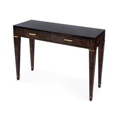 Kai 2 Drawer 45" Burl Wood Console Table, Dark Brown