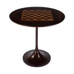 Francis 30" Round Pedestal Game Table, Dark Brown