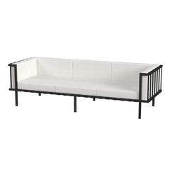 Norway Outdoor Patio Sofa with Cushions, Black and White