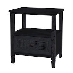 Flagstaff 1-Drawer Cane Nightstand, Black