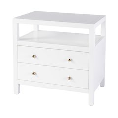 Nora 2-Drawer Wide Nightstand, White