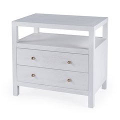 Nora 2-Drawer Wide Nightstand, White