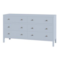 Nora 60 in W. Rectangular Wood 6 Drawer Dresser, Light Blue