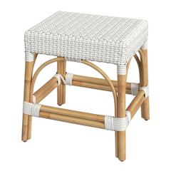 Robias Rattan Rectangular 18" Dining Stool, White