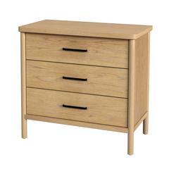 Lennon 3 Drawer Rounded Leg Dresser, Light Brown