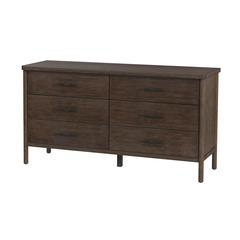 Lennon 6 Drawer Rounded Leg Dresser, Brown