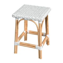 Riviera Square 24"H  Rattan Counter Stool, Glossy White