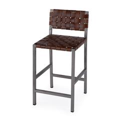 Bromley Iron and Leather 24.5" Counter Stool, Brown