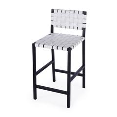 Bromley Iron and Leather 24.5" Counter Stool, White