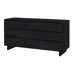 Halmstad 62 in. W Wood Panel 6 Drawer Dresser, Black