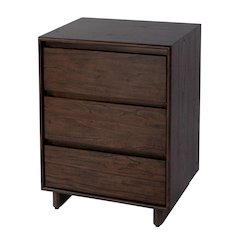 Halmstad 22 in. W Rectangular Wood Panel 3 Drawer Narrow Nightstand, Brown