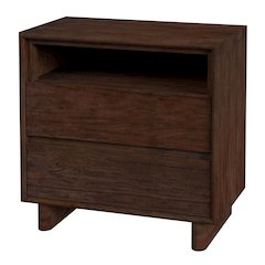 Halmstad 24 in. W Wood Panel 2 Drawer Nightstand, Brown