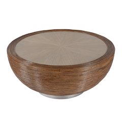 Harding Rattan Drum Coffee Table, Brown