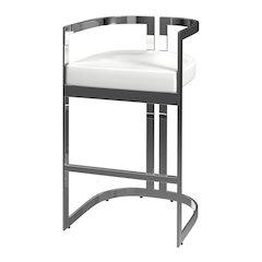 Clarence Faux Leather 28" Barstool, White