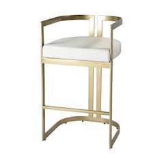 Clarence Faux Leather 28" Barstool, White