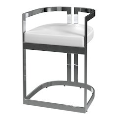 Clarence Faux Leather 23" Dining Stool, White