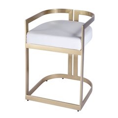 Clarence Faux Leather 23" Dining Stool, White