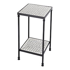 Lana Resin and Bone Inlay Side Table, Gray