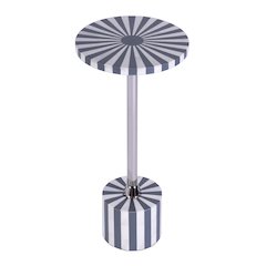 Zane Brass and Bone Inlay Side Round Side Table, Gray and White