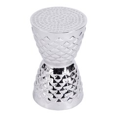 Hudson Drum End Table, Silver
