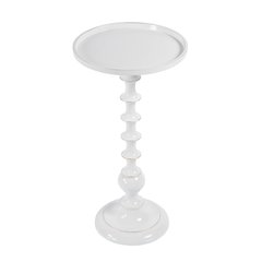 Mia 11 in. W Round Metal Side Table, White
