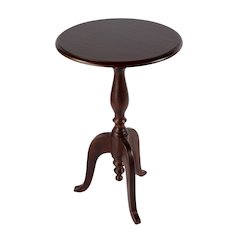 Tia 18 in. W Round Wood Pedestal Side Table, Brown