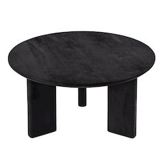 Jenni 30 in. W Round Wood Coffee Table, Black