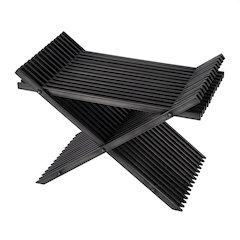 Lucan 15.5 in. Seat Height  Iron X-Base Slatted Stool, Black