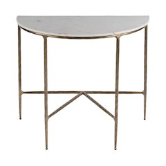 Evelyn 36.5 in. W Demilune Marble and Iron Console Table, White