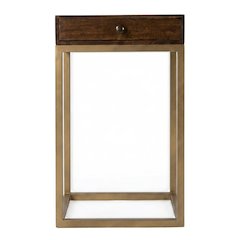 C Shaped End Table with Drawer, Mid-Century Modern Side Table for Living Room