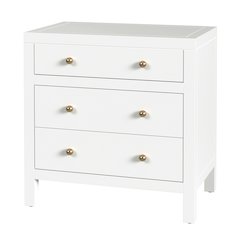 Nora 25 in. W Rectangular Wood 3 Drawer Nightstand, Smooth White